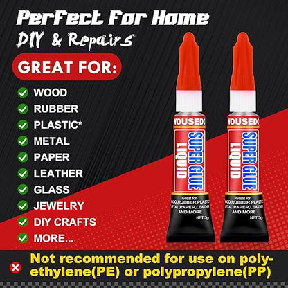 36 X 3g Super Glue Liquid, Clear Strong Adhesive,Fast Drying Cyanoacrylate Glue for Wood, Rubber, Leather, Hard Plastic, Metal, DIY Crafts and More
