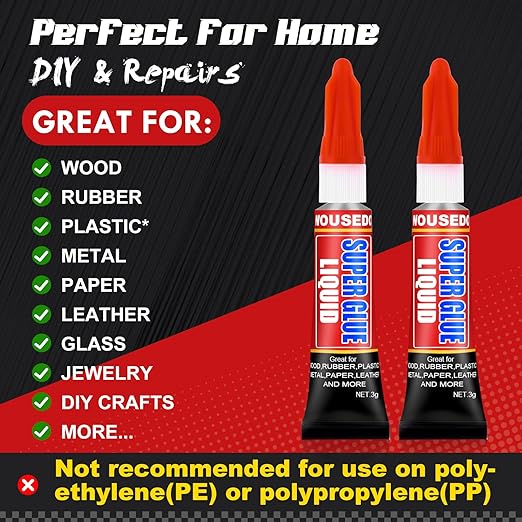 48 X 3g Super Glue Liquid, Clear Strong Adhesive,Fast Drying Cyanoacrylate Glue for Wood, Rubber, Leather, Hard Plastic, Metal, DIY Crafts and More