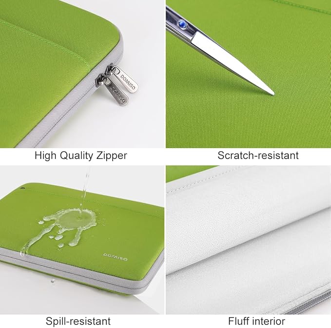 DOMISO 17.3 inch Laptop Case Sleeve Protective Cover Compatible with 17.3 inch HP Pavilion Envy 17/Lenovo IdeaPad/Acer/ASUS/Dell/Alienware/LG Gram,Water Resistant Computer Bag with Handle,Tender Green