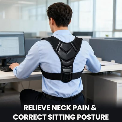 Posture Corrector Back Brace for Men and Women – Adjustable Back Brace for Upper Back and Shoulder Support – Back Straightener for Neck, Clavicle & Spine Alignment – Pain Relief, Breathable & Comfortable