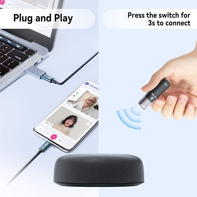 Conference Speaker and Microphone, USB Speakerphone with 10 Mics, 360° Pickup&Noise Reduction, Portable Conference Room Omnidirectional Microphone for 10 Compatible with Leading Platforms