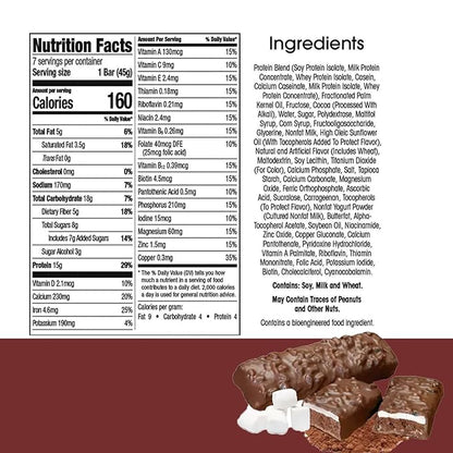 BestMed - High Protein Nutrition Bar - Low-Carb, 15g Protein, Low Sugar, High Fiber, Low Calorie, Meal Replacement Bar (Dark Chocolate S'mores, 2 Box - 14 Count)