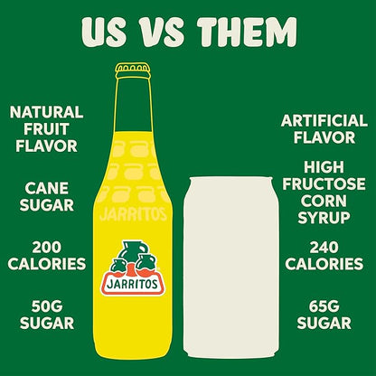 Jarritos - Mexican Soda Soft Drinks, Pineapple (17.7 oz, 524ml) 24 Bottles - Made with Real Cane Sugar - 0g Fat - Made in Mexico - Natural Flavor Soda Pop - Party & BBQ Beverages