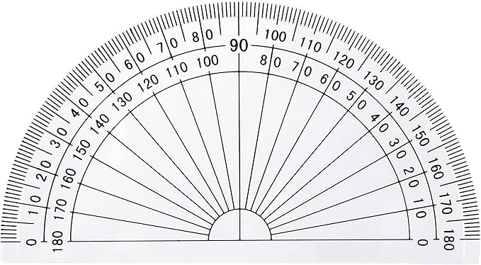 Outus Plastic Protractor for Angle Measurement Student Math 180 Degrees, 4 Inches, Clear, 10 Pack