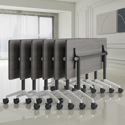 Folding Conference Room Tables, Seminar Conference Table Modern Flip Top Training Meeting Tables, Conference Room Table with Wheels for Home Office Classr,6 Pack 63inch