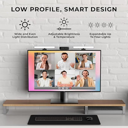HumanCentric Video Conference Lighting, Add-On Only Light for Streaming and Video Conferencing, Add-On Only Kit Requires Existing Single or Double Kit, for Double, Triple, or Quadruple Light Setup,