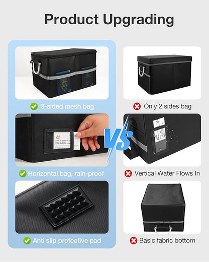 Fireproof Document Box, File Organizer for Hanging File Folders, Portable File Box with Handle, Fire Proof Safe for Home Documents, Office, Important Document Organizer, Safe Box Fireproof Waterproof
