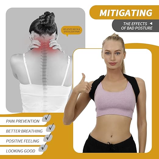 Posture Corrector for Women and Men, Adjustable Upper Back Brace, Breathable Back Shoulder Straightener Posture Support, Correcting Hunchback and Bad Posture.