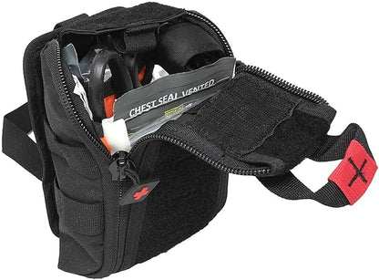 Premium Tactical Trauma IFAK Kit with Celox Hemostatic Granules, SOF Tourniquet and Pressure Bandage in Molle Pouch, Bleeding Control Kit (Black)