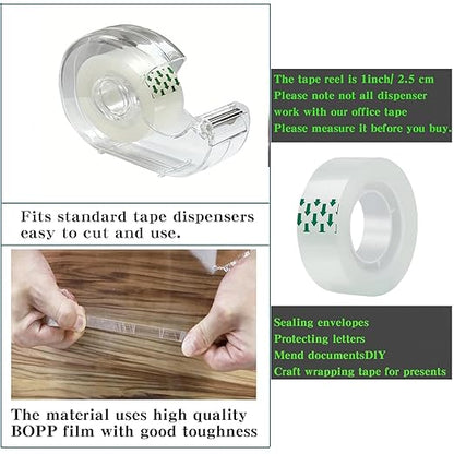 Transparent Tape 16 Rolls Clear Tape Tape Bulk for Office Supplies and School Supplies, Glossy Finish,3/4 in x 720 in 16 Dispensered Rolls
