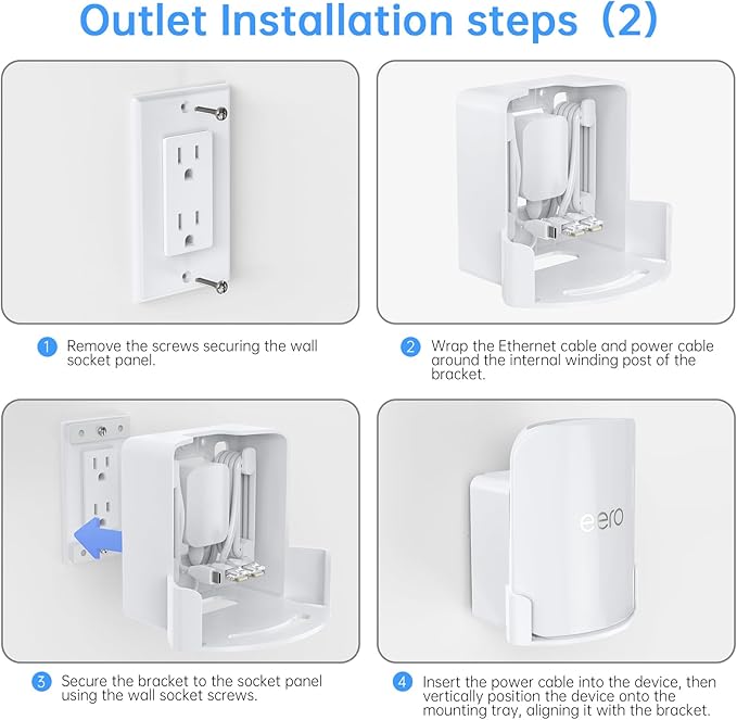 EDUP Wall Mount for eero Pro 7, Space-Saving Holder with Cable Management, Compatible Only with eero Pro 7, for Wall & Outlet Mounting- Includes Screws & Quick Start Guide (White, 1 Pack)