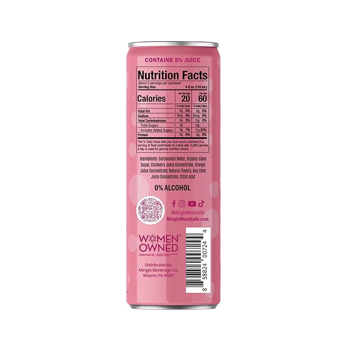Mingle Mocktails Cranberry Cosmo, Premium Non-Alcoholic Drinks, Tangy and Sweet Pre-Mixed Drinks, Healthy Alternatives, Canned Mocktails, 12 fl. oz. Cans, Pack of 24