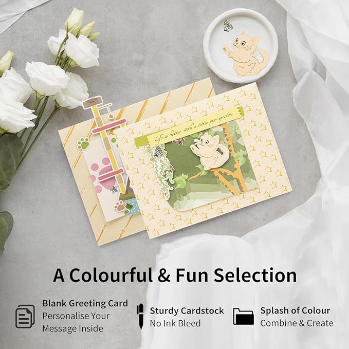DIY Best Friend Card Kit 9 Sets- Minimalist Blank Greeting Cards to Decorate Your Own Way - Includes Cards, Envelopes & Ideas for a Creative Friendship Gift