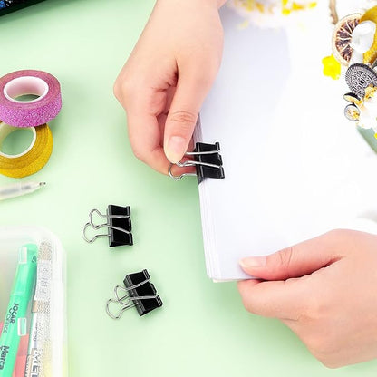 ZZTX Black Binder Clips Paper Clamps Clips Small Size, 1.0 Inches, 36 Pack