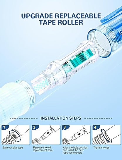 6-Packs Replacement Tape Roller Core Scrapbooking Tape Pen, 0.24IN * 118FT in Total, Journaling School Office Supplies for Kids and Adults to Reduce Long-Term Costs