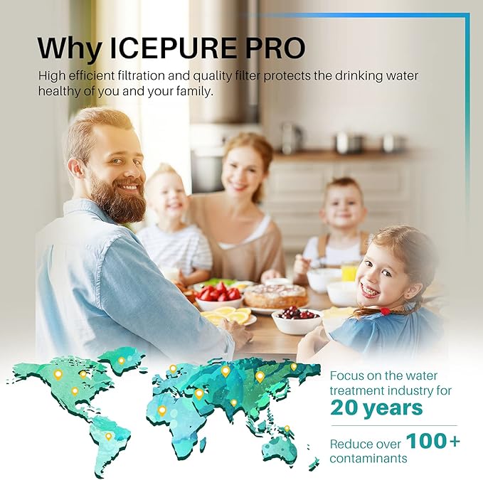 ICEPURE PRO UKF8001 NSF/ANSI 53&42 Certified Replacement Everydrop EDR4RXD1, Filter 4, Maytag UKF8001AXX UKF8001P, Whirlpool 4396395 WF-UKF8001 FMM-2 MPF15090 SGF-M9 Refrigerator Water Filter 3PACK