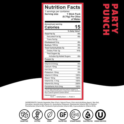 Devotion Nutrition HydroFLEX Water Flavoring Packets – Sugar-Free Hydration with Vitamins & Electrolytes – Dye-Free, Gluten-Free (Party Punch) 12-Pack Drink Mix