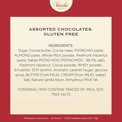 Venchi, Medium Christmas Hatbox Gift Tin with Assorted Perla Chocolates, with Whole Piedmont Hazelnut, Limited Edition, 7.2 oz, Gluten-Free, Christmas Gift Idea