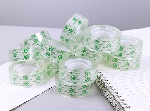 BOMEI PACK 72Rolls Crystal Clear Tape Refills, Bulk Transparent Tape for Dispenser, Office Tape for Home and School, 3/4Inch x 1000 inch
