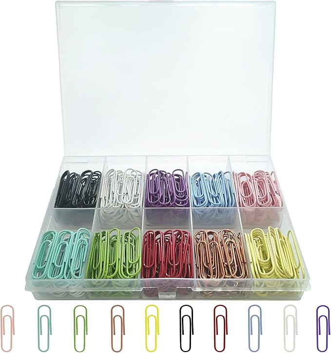 Colored Small Paper Clips Set Including 400 Pcs 28mm/1.1 inch Paperclips for Home, School and Office Use