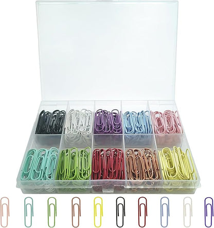 Colored Small Paper Clips Set Including 400 Pcs 28mm/1.1 inch Paperclips for Home, School and Office Use