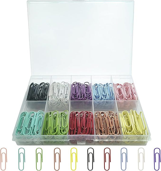 Colored Small Paper Clips Set Including 400 Pcs 28mm/1.1 inch Paperclips for Home, School and Office Use