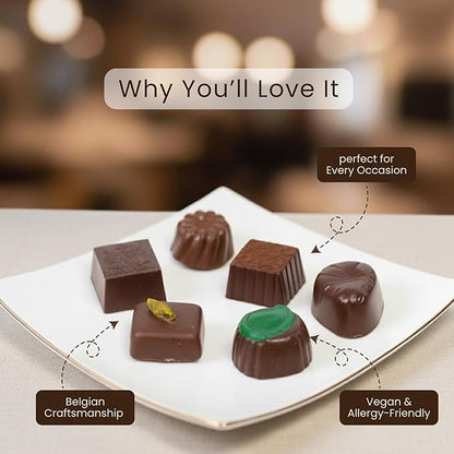 Andy Anand Luxury Vegan Dark Chocolate Gluten Free Truffles Praline Collection (24 Pieces), Dairy Free, Soy Free, Sesame Free, Allergy Friendly, Delicious Decadent Belgian Truffles