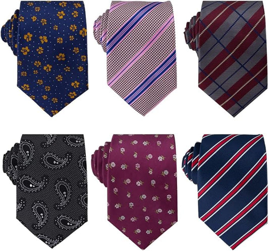 Adulove Men's Necktie Classic Silk Tie Woven Jacquard Neck Ties 6 PCS