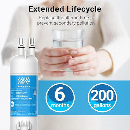 AQUA CREST EDR1RXD1 Replacement for, Filter 1, W10295370A, EDR1RXD1B, P8RFWB2L, P4RFWB, Kenmore® 46-9081, 46-9930, AQF-FF38 Refrigerator Water Filter, 3 Filters