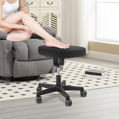 Footrest Stool Under Desk, Rolling Swivel Stool Chair with Height and Tilt Angle Adjustment, 360° Rolling Massage Chair with Wheels, Ergonomic Foot Rest for Home Office,Gaming,Salon,Massage,Study Room