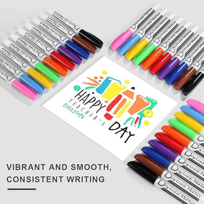 Volcanics Dry Erase Markers Low Odor Fine Whiteboard Markers Thin Box of 80, 10 Colors