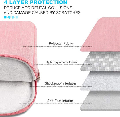 Lacdo Laptop Sleeve Case for 16 inch New MacBook Pro M4/M3/M2/M1 Pro/Max A3403 A3186 A2991 A2780 A2485 A2141 2024-2019 | 15 inch Microsoft Surface Laptop 7th Copilot+PC, 6 5 4 3 Computer Bag, Peach