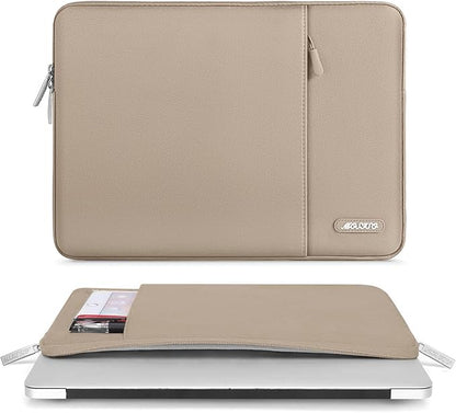 MOSISO Laptop Case 14 inch, 14 inch Laptop Sleeve Compatible with HP Lenovo Dell ASUS Acer, HP Stream, Dell Latitude, Lenovo IdeaPad, Polyester Vertical Computer Sleeve Bag with Pocket, Taupe Brown