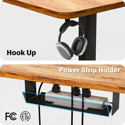 63″ L Shaped Standing Desk Electric Adjustable Height with A/C Charging Port, Large Corner Desk & Storage, Sit Stand Computer Table, Raised L-Shaped Workstation with Splice Board for Home Office