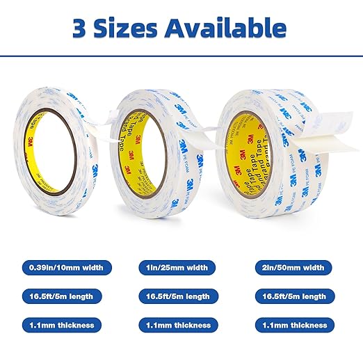 Double Sided Tape 2"×16.5Ft, Mounting Tape Heavy Duty No Residue, Removeable PE Foam Tape Strips, Extra Strong Adhesive Tape Waterproof for Walls Home Office Decor Crafts Paint Picture Poster