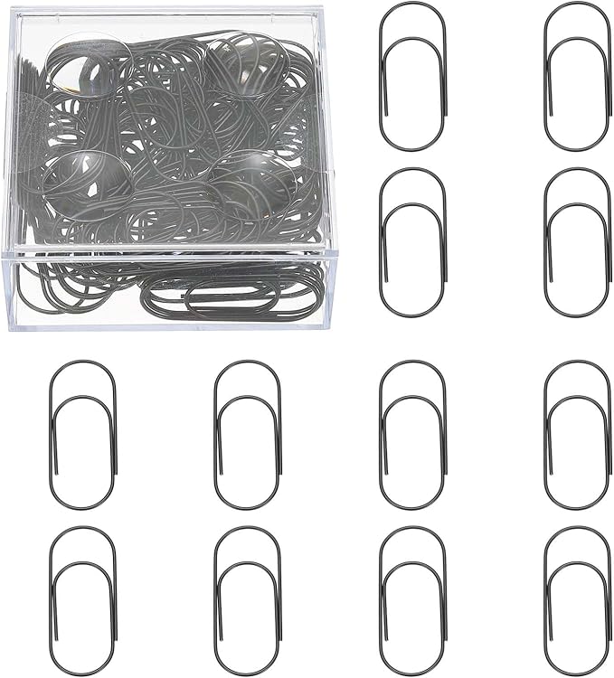 PATIKIL 100 Pcs Paper Clip, 2inch Non-Skid Metal Paper Clamp Clips Large for Office Supplies Craft Scrapbook Document Note Sorting, Electroplating, Black
