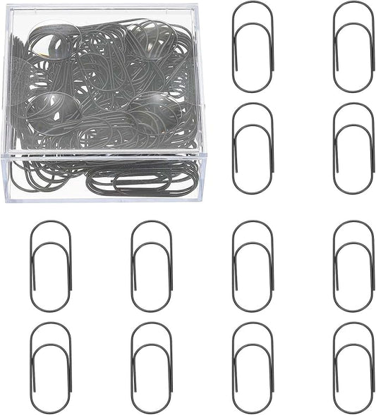 PATIKIL 100 Pcs Paper Clip, 2inch Non-Skid Metal Paper Clamp Clips Large for Office Supplies Craft Scrapbook Document Note Sorting, Electroplating, Black