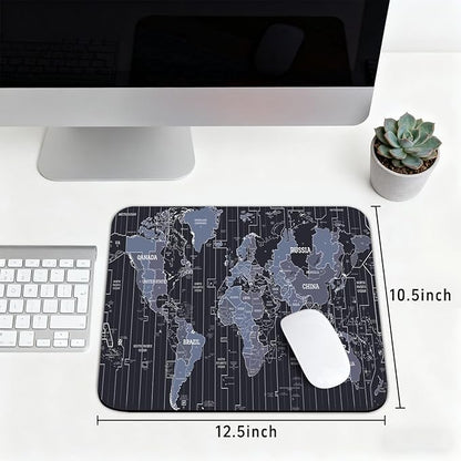 Map Patterns Desk Mat, Large Gaming Mouse Pad Non-Slip Rubber Base with Stitched Edges, Waterproof Protection for PC Laptop Home Office Desk Decor (12.5x10.5in)