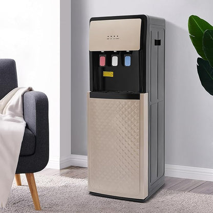 TFCFL Bottom Loading Water Cooler Dispenser with 3 Temperature Settings of Hot, Cold, Room Water, Floor Standing Hot and Cold Water Dispenser, Home Standing Water Dispenser (Champagne Gold)