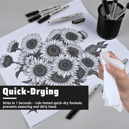 Permanent Markers Ultra Fine Point, 60 Pack, 0.4mm Black Permanent Markers Bulk, 1 Second Quick Drying, Waterproof, Fade-Resistant, Office Series, Classroom Set