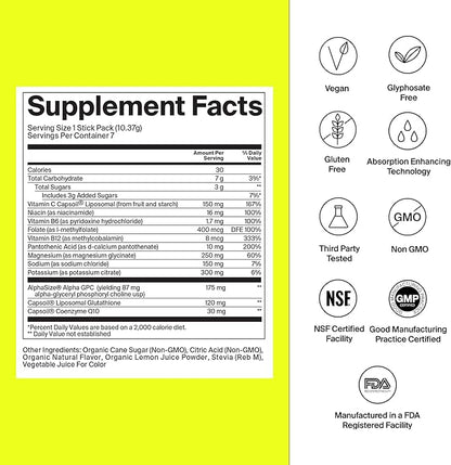 The Absorption Company Electrolyte Powder Packets - Workout Recovery & Hydration Drink Mix with Liposomal Glutathione, Vitamin C & Methylated B Vitamins - Mango Lemonade (28 Sticks)