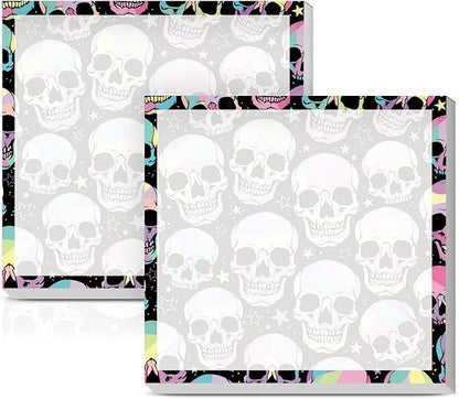 Sticky Notes 3x3 Inches, 2 Pack Cute Colorful Bright Self-Stick Note Pads, Easy to Post for Home, Office, Notebook, Meeting Cute Colorful Skulls