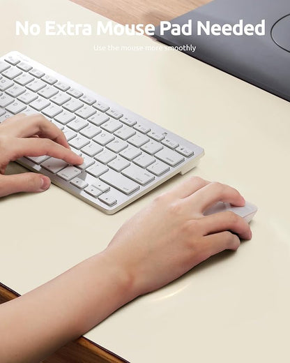 YSAGi Leather Desk Protector, Office Mat, Large Mouse Mat, Non-Slip PU Leather Blotter, Laptop Desk Mat, Waterproof Writing Pad for Office and Home (Cream, 31.5" x 15.8")