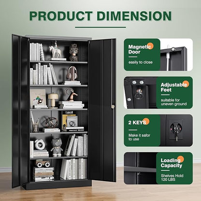 Letaya Metal Garage Storage Cabinets with Lock Door and Adjustable Shelves, Steel Tool Cabinets for Home,Office,Warehouse Organisieren (Black, 72" H)