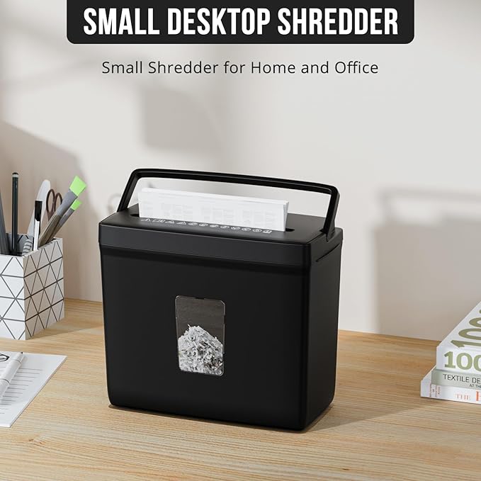 Paper Shredder for Home Use,5 Sheets Small Cross Cut Paper Shredder,P-4 Security Level with 2.38-Gallon Basket, 4-Mode Design-Durable & Fast and Jam Proof for Home Office Utilization