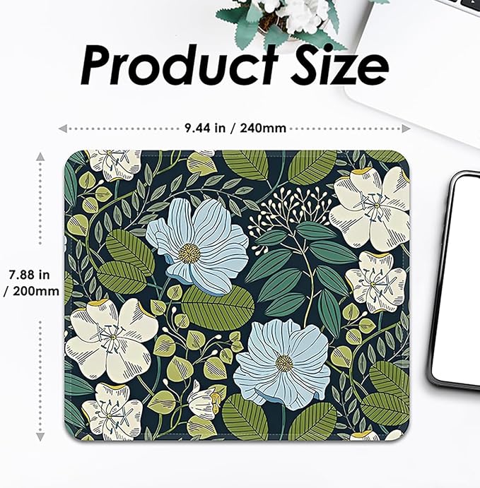 Square Mouse Pad with Stitched Edge, Premium Mousepad Washable Cloth. Computer Mouse Pad with Non-Slip Rubber Base, Mouse Pads for Computers Laptop Mouse 9.25x7.75x0.12 inch-Flower4