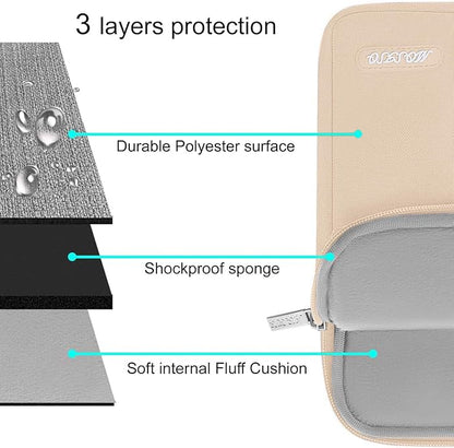 MOSISO Laptop Case 16 inch, 15-15.6 inch Laptop Sleeve Compatible with MacBook Pro 16 M4 M3 M2 M1, HP Acer Dell Lenovo ASUS Notebook, Polyester Vertical Computer Sleeve Bag with Pocket, Apricot