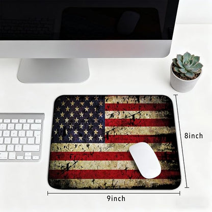 American Antique Flag Patterns Desk Mat, Large Gaming Mouse Pad Non-Slip Rubber Base with Stitched Edges, Waterproof Protection for PC Laptop Home Office Desk Decor (8x9in)