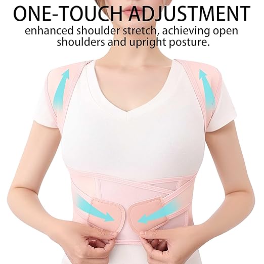 Posture Corrector for Women and Men Plus Size Full Back Support Brace Straightener Scoliosis Spine Upper Back Pain Relief Adjustable Shoulder Instant Posture Corrector with Hunchback Pink XX-Large