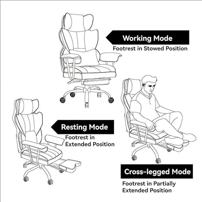 Efomao Big and Tall Office Chair 400LBS, Heavy Duty Executive Office Chair with Foot Rest, Home Office Desk Chairs, Purple Big Tall Computer Chairs